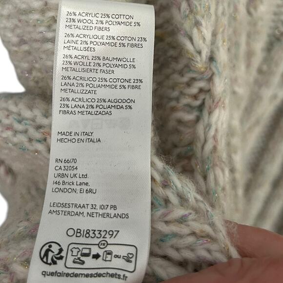 Anthropologie V-Neck Drama Cable Knit Tunic Sweater Womens XL Oversized Soft NEW - Picture 6 of 7